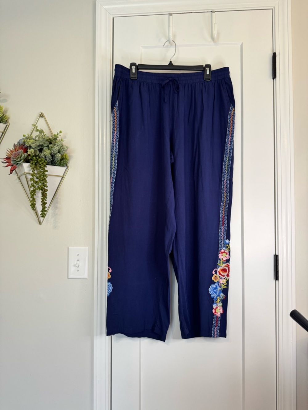 Time For Me Pull On Embroidered Pants